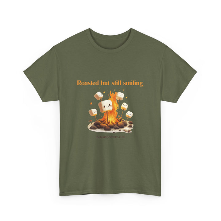 T‑Shirt — "Roasted but still smiling" Campfire Marshmallow Graphic Tee