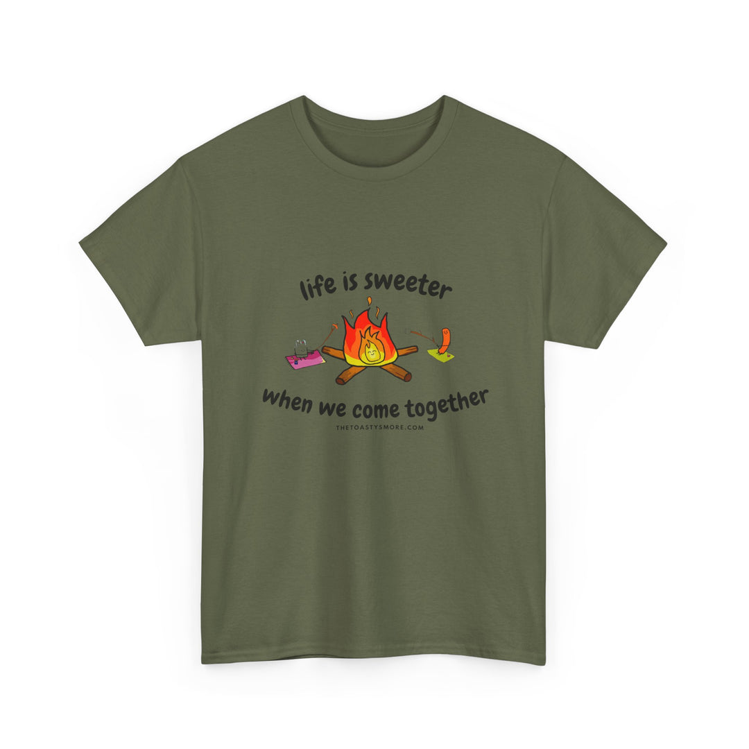 T-Shirt — "Life Is Sweeter When We Come Together" Campfire S'mores Graphic Tee