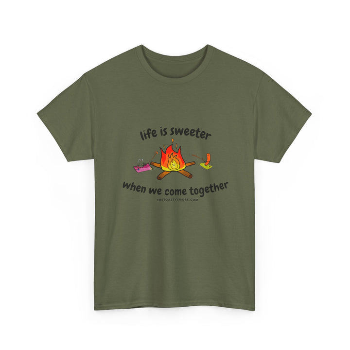 T-Shirt — "Life Is Sweeter When We Come Together" Campfire S'mores Graphic Tee
