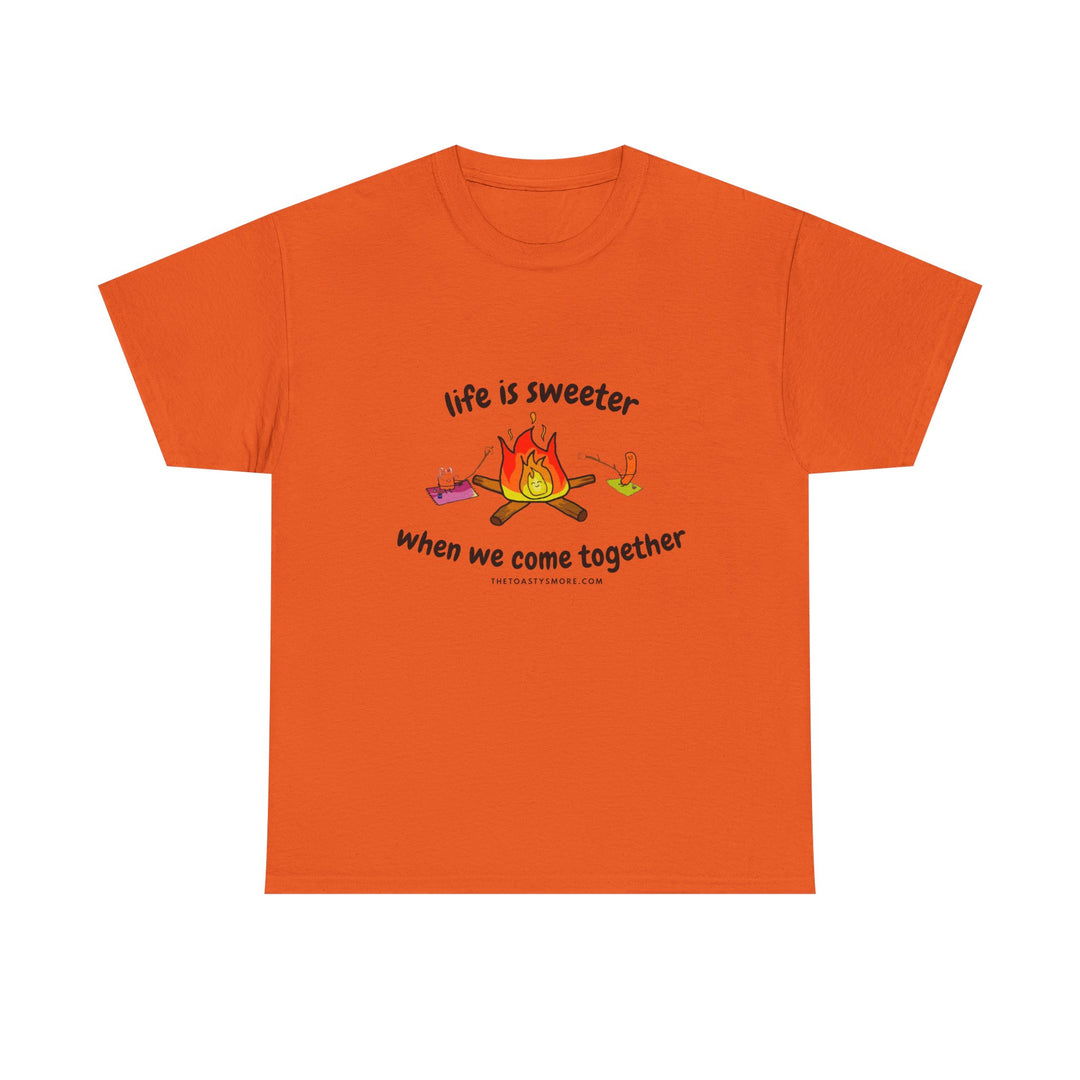 T-Shirt — "Life Is Sweeter When We Come Together" Campfire S'mores Graphic Tee