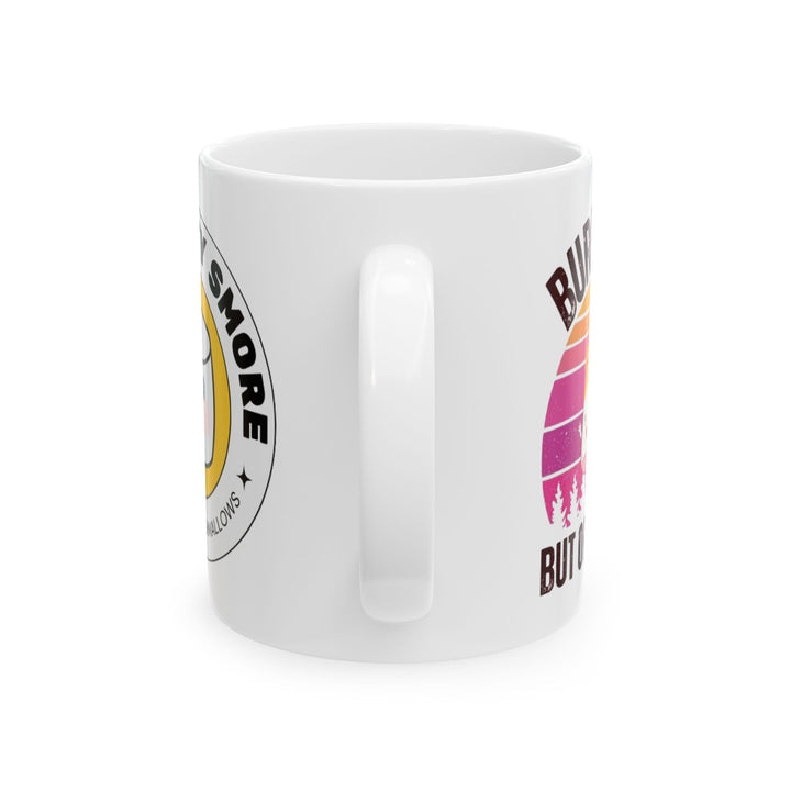 Camping Coffee Mug - 'Burnout But Rustic' Retro Sunset Camper Cup (11oz/15oz)