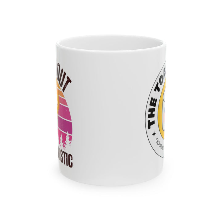 Camping Coffee Mug - 'Burnout But Rustic' Retro Sunset Camper Cup (11oz/15oz)