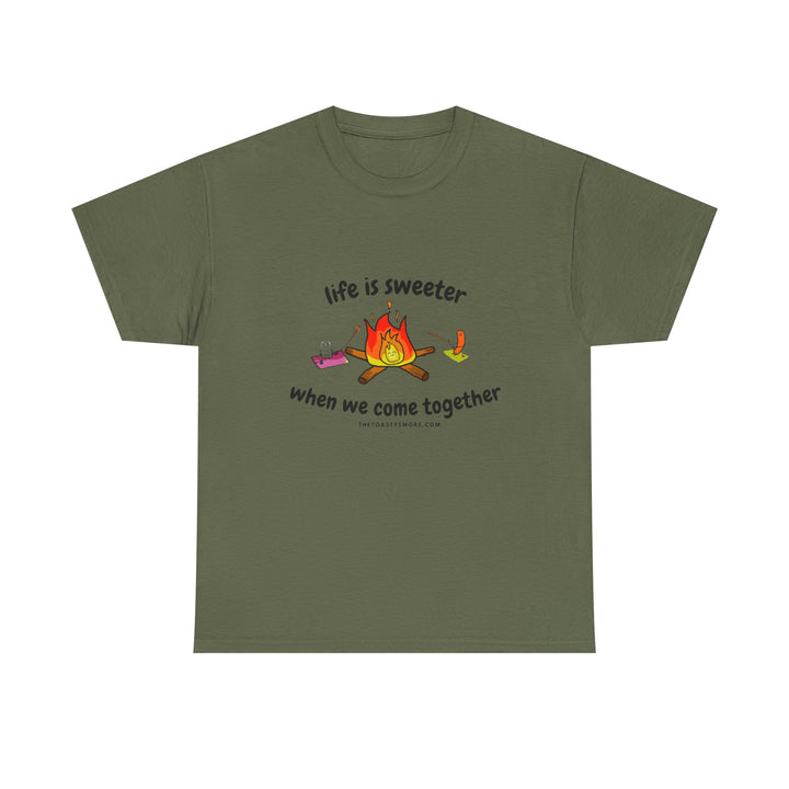 T-Shirt — "Life Is Sweeter When We Come Together" Campfire S'mores Graphic Tee
