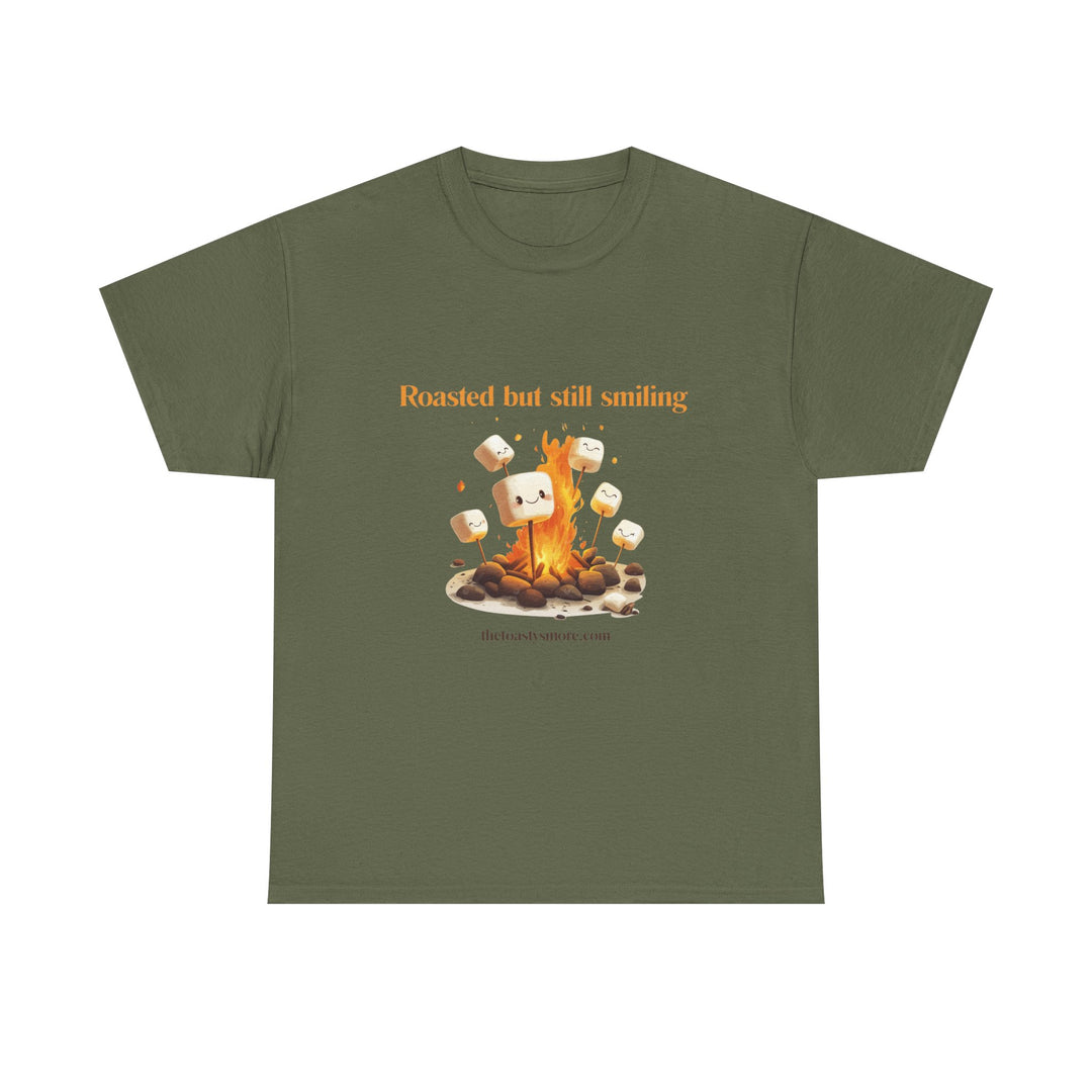 T‑Shirt — "Roasted but still smiling" Campfire Marshmallow Graphic Tee