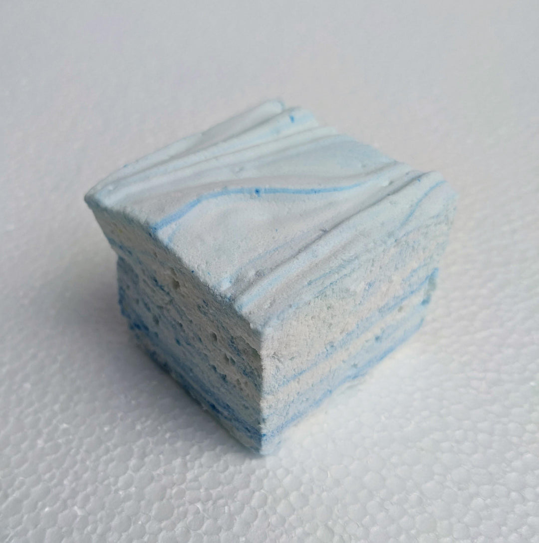 One Gourmet Handcrafted Junket with Blueberries Marshmallow on a white background