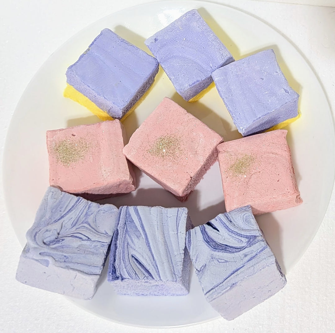 Assorted colorful Bougie Marshmallow Bundle on a white plate
