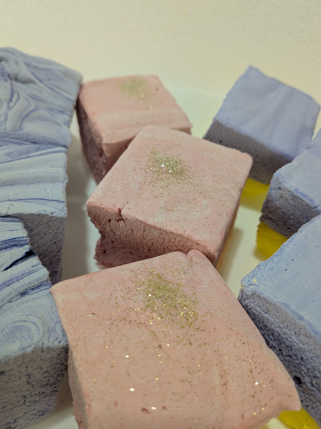 Colorful Bougie Marshmallow Bundle with glittery accents on a light surface