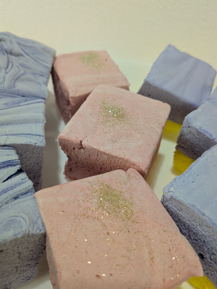 Colorful Bougie Marshmallow Bundle with glittery accents on a light surface