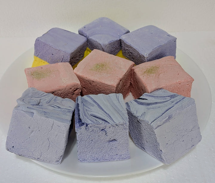 Assorted colorful Bougie Marshmallow Bundle on a white plate
