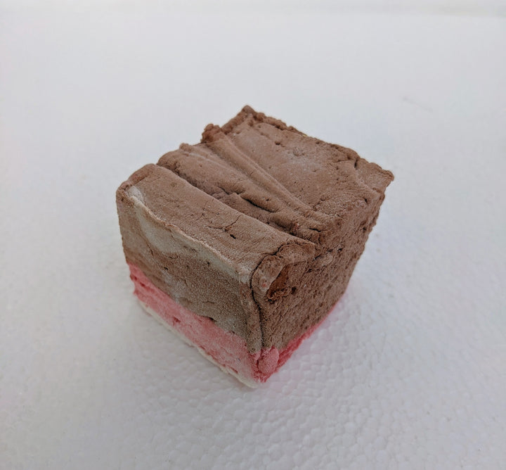 Single Handcrafted Gourmet Red Rose Pudding Marshmallow on a White Background with The Toasty Smore