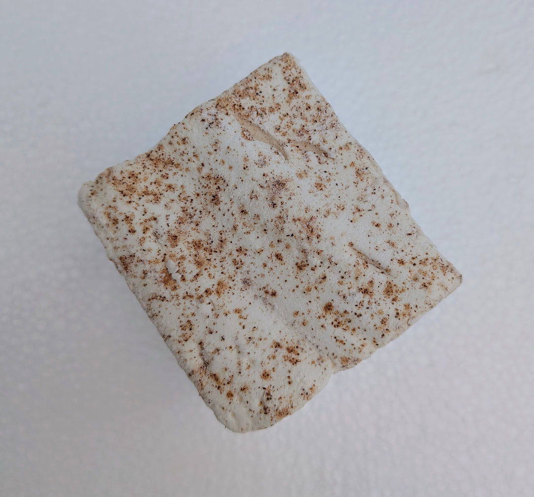 One creamy horchata marshmallow dusted with cinnamon on both sides, handmade with beef gelatin and organic marshmallow root, no added color.
