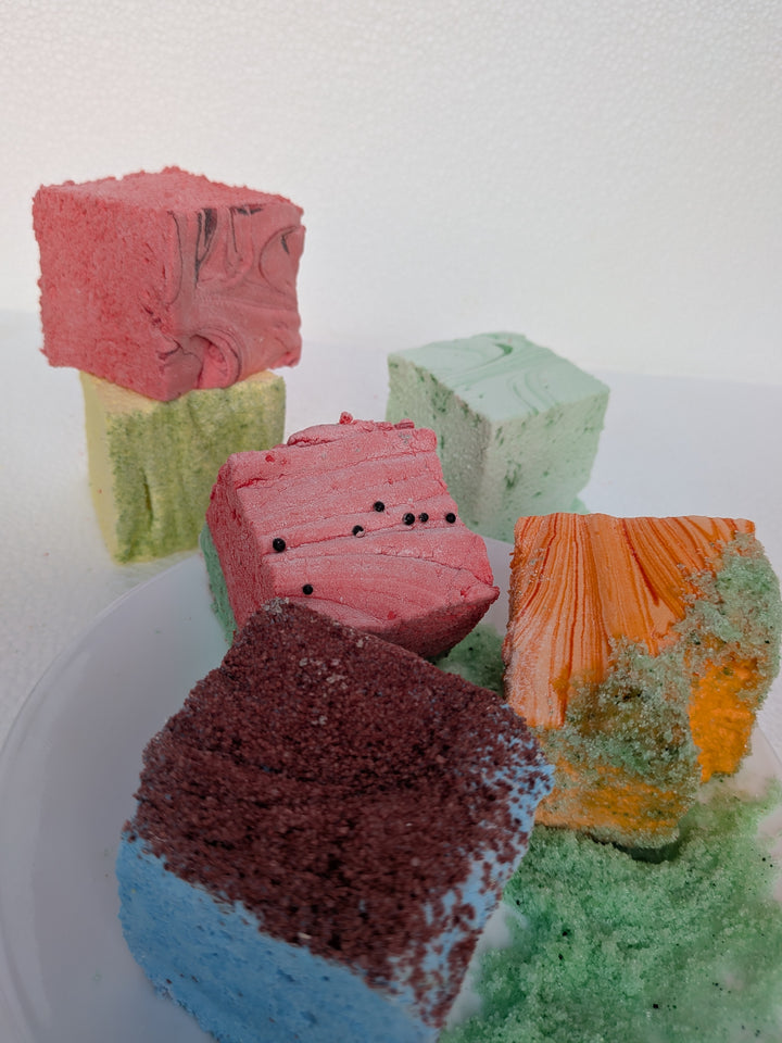 colorful jumbo fruit marshmallows with sour dipping powder